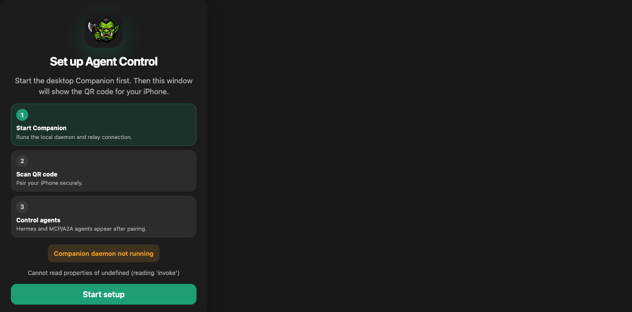 Real Companion setup screen capture.